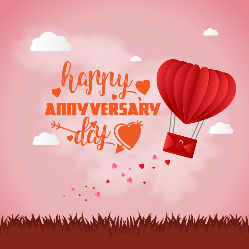 Happy Anniversary Wishes with heart ballon