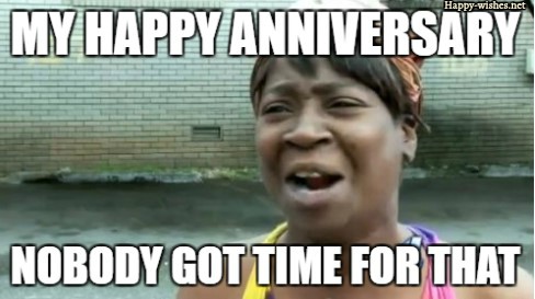 Weeping woman in Happy Anniversary meme