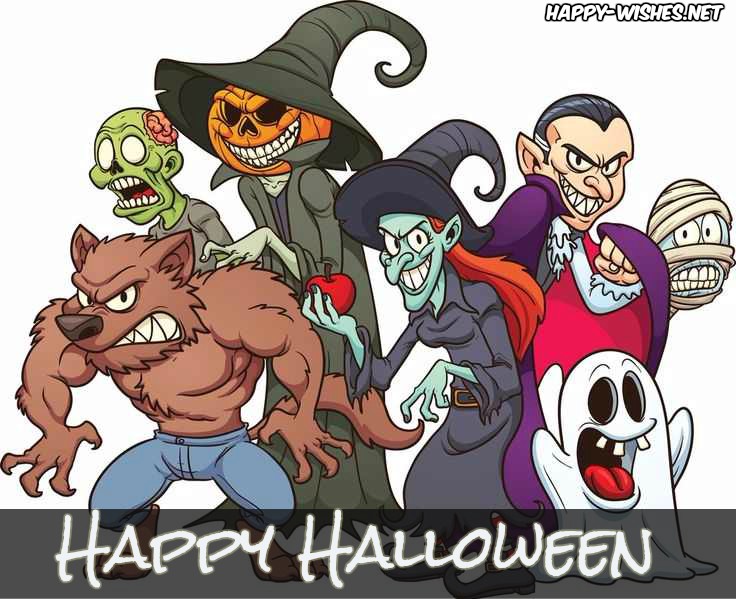 Cartoon wishing you Happy Halloween 