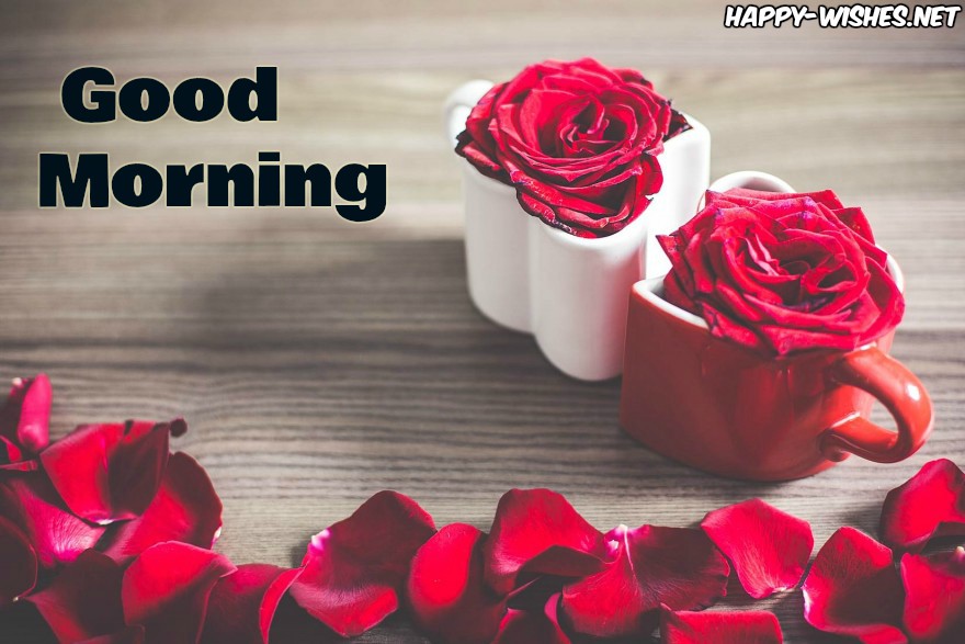 Good Morning Wishes With Red Rose and Coffee Cup Pictures