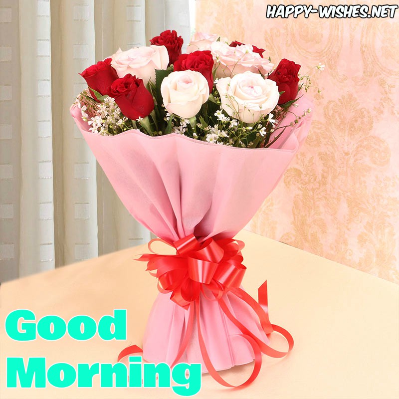 Good Morning Wishes With Rose bouquet images