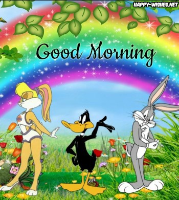 Good Morning Cartoon Images with Bunny Family
