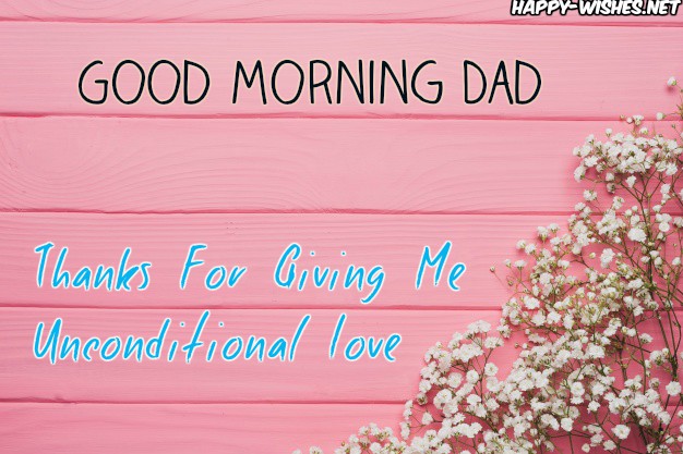 Good Morning Dad with Pink Wooden Background