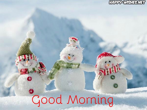 Good Morning winter snow man images