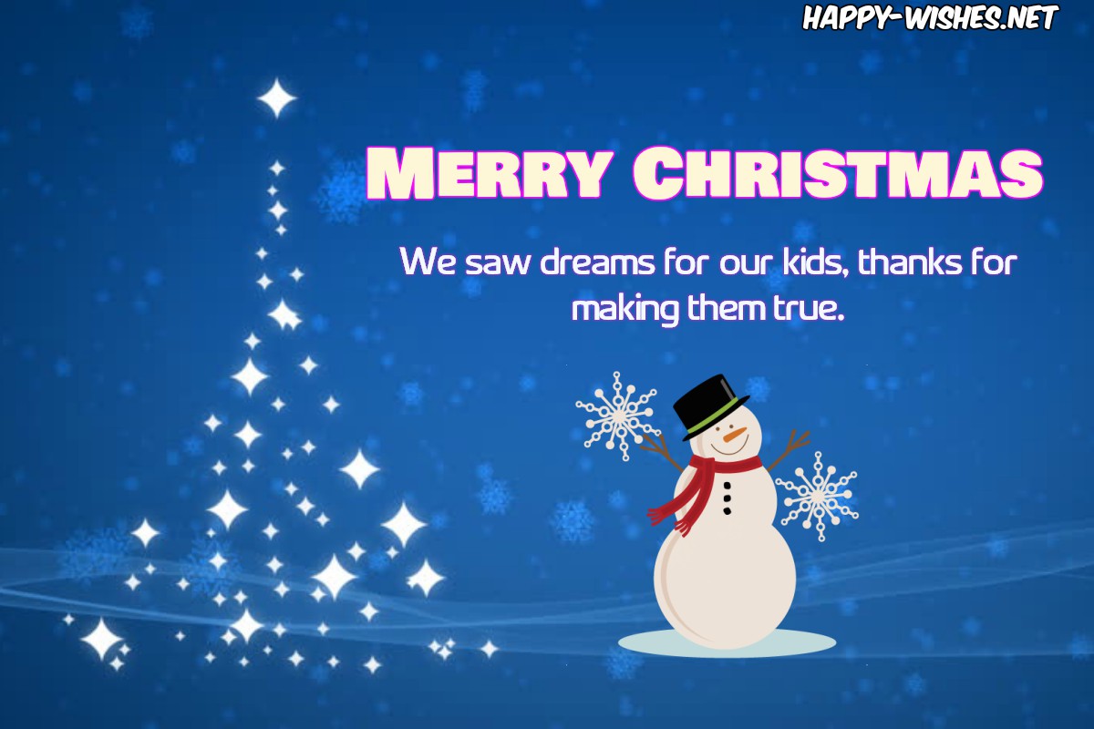 Merry Christmas wishes for teachers from Parents