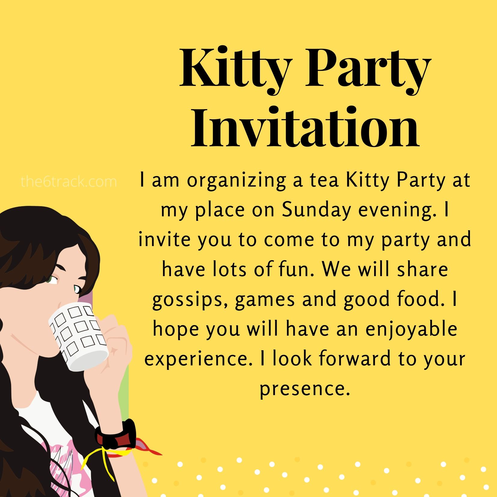 Tea Kitty Party Invitation card sample