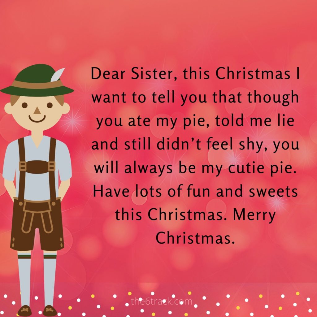 sweet Merry Christmas wishes for sister